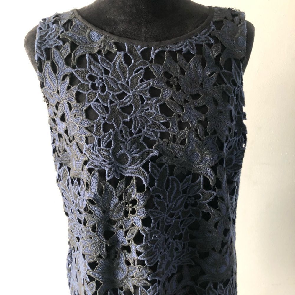 White House Black Market Beautiful SleevelessEmbellished Blouse